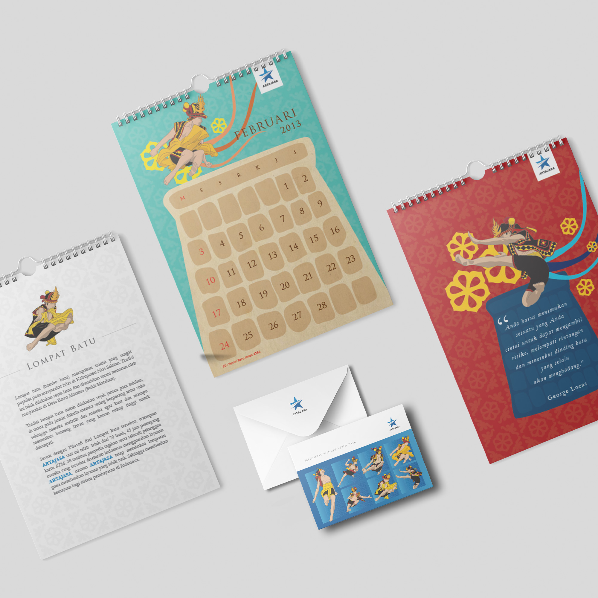 The wall calendar design is aligned with the desk calendar and greeting cards.