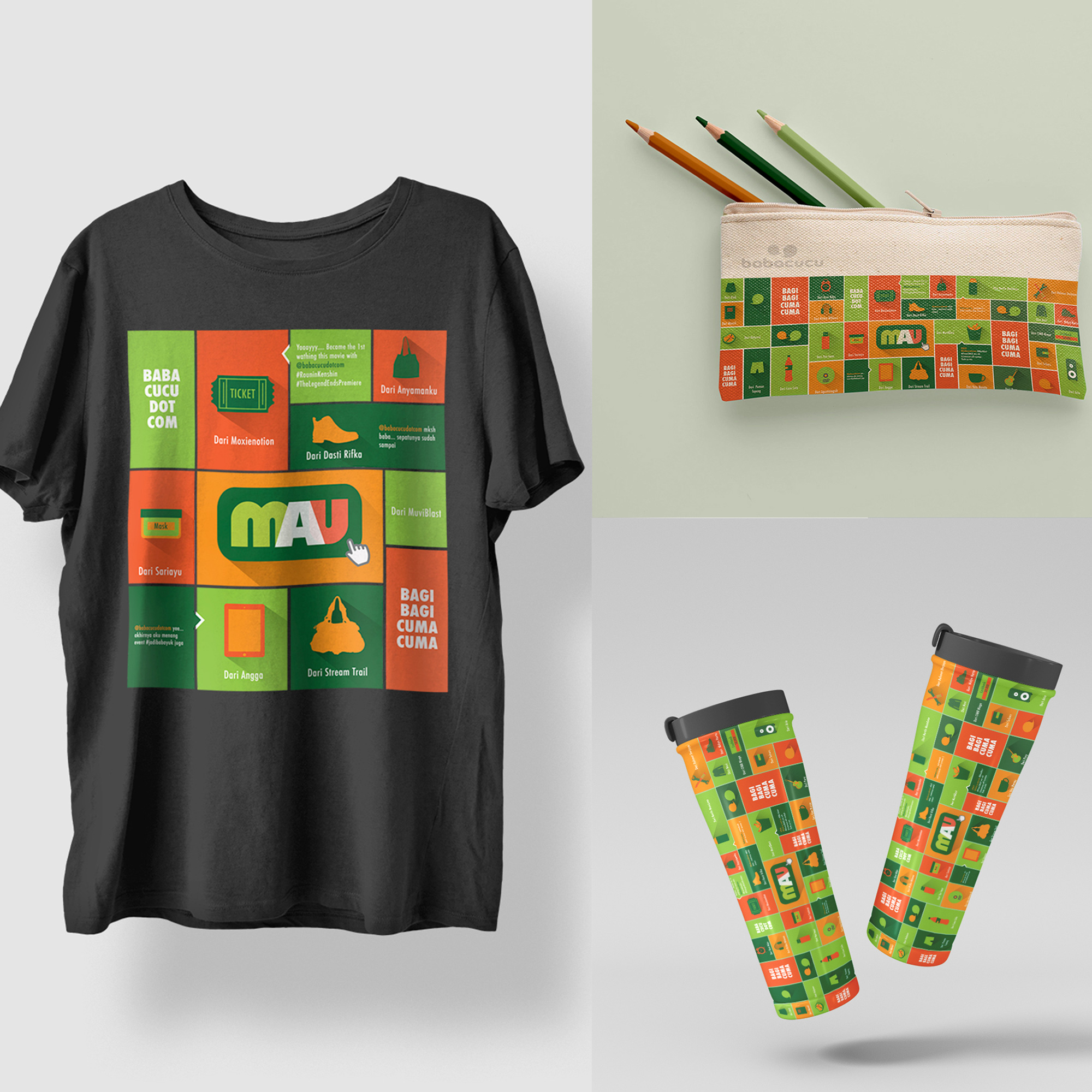 Casual design for merchandise like T-shirts, Tumbler, Pouch, etc.